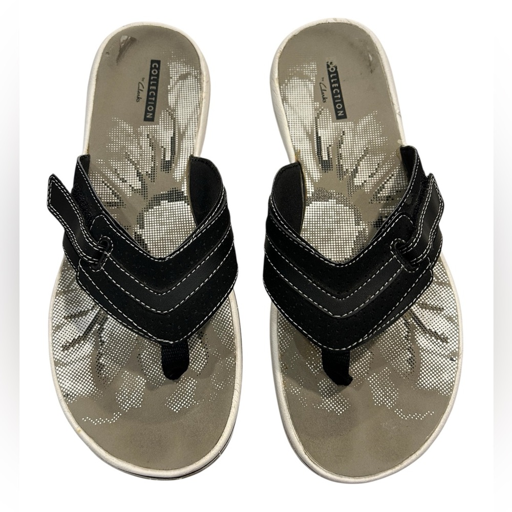 CLARKS Black and Gray Women's Flipflop Sandals Size 8